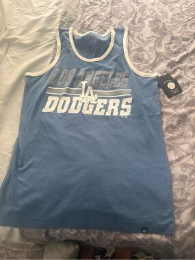 '47 Dodgers Light Blue and White Logo Tee